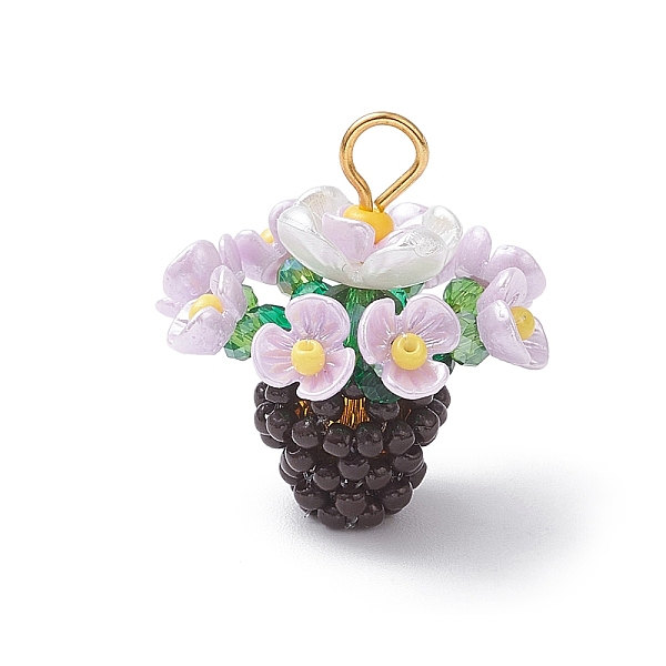 Pendentifs en forme de fleur en perles de verre et résine
