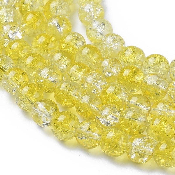 

PandaHall Baking Painted Crackle Glass Beads Strands, Round, Yellow, 8mm, Hole: 1.3~1.6mm, about 100pcs/strand, 31.4 inch Glass Round Yellow