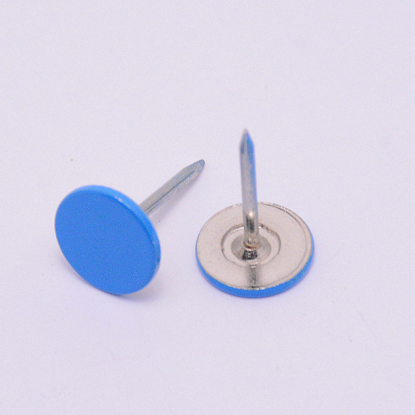 

PandaHall Iron Flat Head Push Pins, Drawing Pins, Thumb Tack, for Home, School, Dodger Blue, 16.3x10.5mm, Pin: 1.3mm Iron Blue