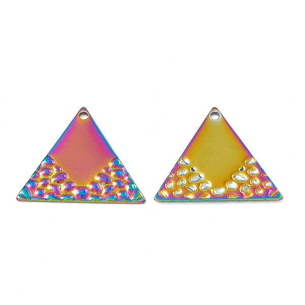 

PandaHall Ion Plating(IP) 304 Stainless Steel Pendants, Triangle Charm, Rainbow Color, 23x26.5x1mm, Hole: 1.5mm 304 Stainless Steel Triangle