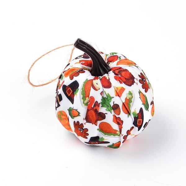 

PandaHall (Clearance Sale)Cloth Pendant Decorations, with Hemp Rope & Foam Filled, Autumn Theme, Pumpkin with Pattern, Colorful, 110mm Cloth...