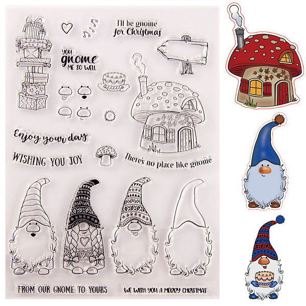 

PandaHall Christmas Theme Clear Silicone Stamps, for DIY Scrapbooking, Photo Album Decorative, Cards Making, Stamp Sheets, Gnome Pattern...