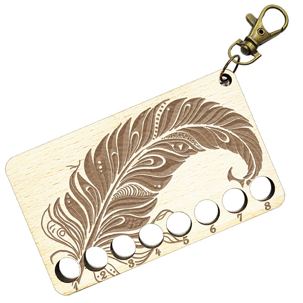 

PandaHall arricraft 1 Pc Wood Needlework Project Card, Feather Floss Thread Holder 10mm Hole 8 Positions Winding Plate Board with Clasp for...