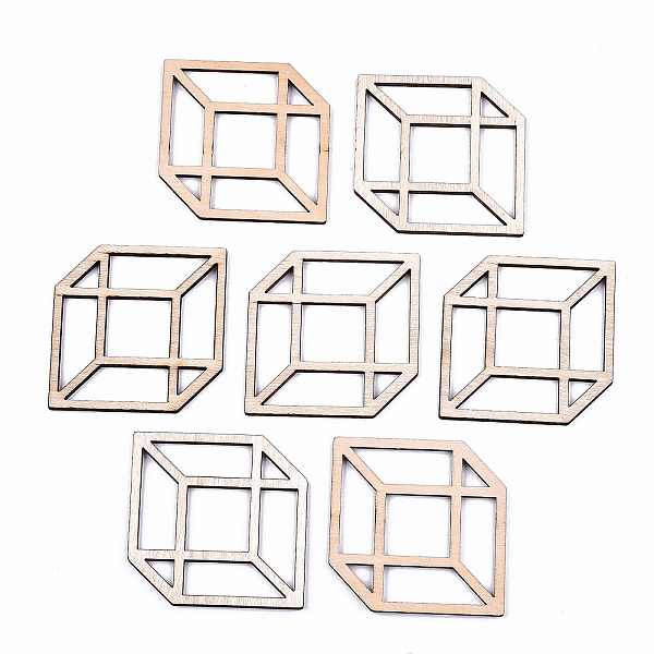 

PandaHall Unfinished Natural Poplar Wood Pendants, Laser Cut Wood Shapes, Cube, Antique White, 49.5x50x2mm Wood Cube