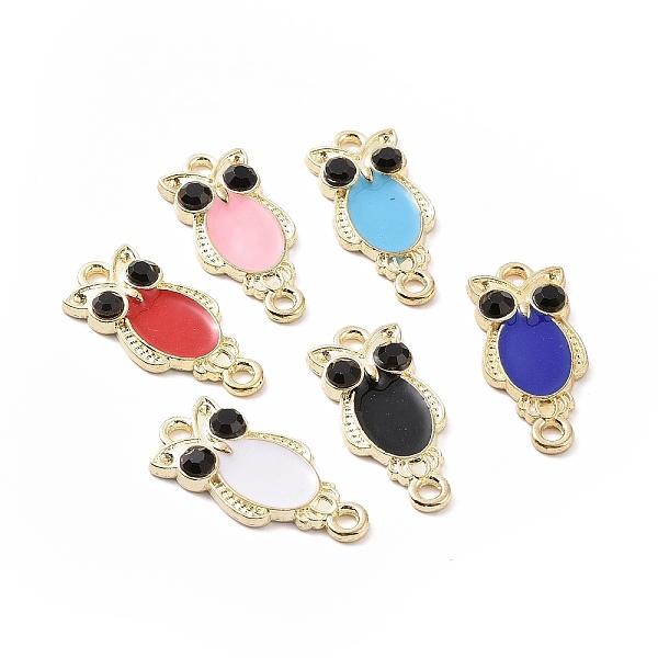 

PandaHall Alloy Enamel Connector Charms, Owl Links, with Jet Rhinestone, Light Gold, Mixed Color, 23x10.5x3mm, Hole: 1.8mm Alloy..., Multicolor