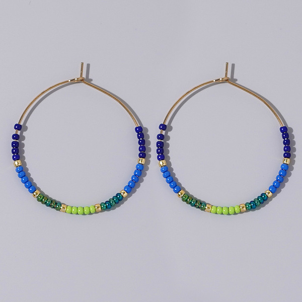 

PandaHall Glass Colorful Beads Hoop Earrings for Women, Ring Glass