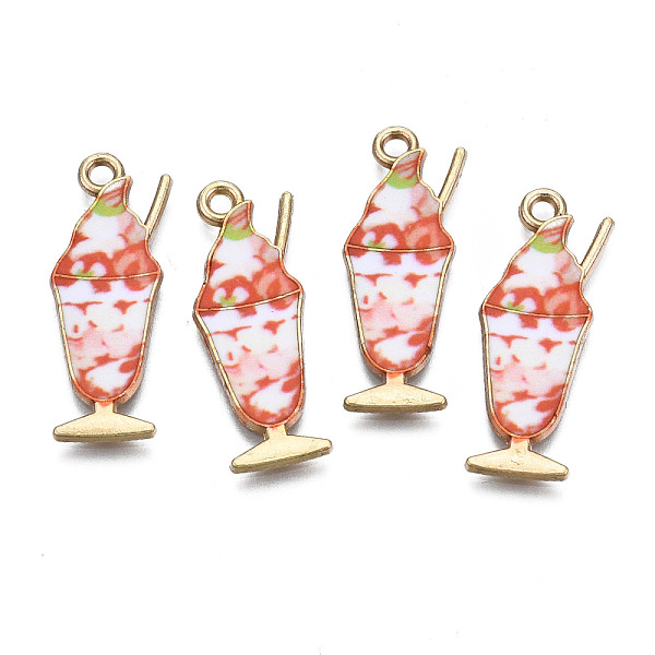 

PandaHall Rack Plating Alloy Enamel Pendants, Free & Nickel Free & Lead Free, Ice Cream, Misty Rose, 27x10x1.3mm, Hole: 1.8mm Alloy+Enamel...