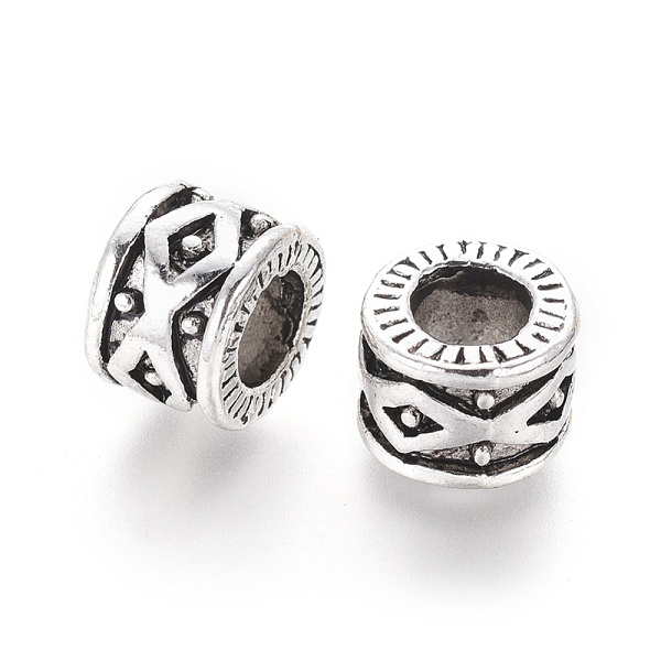

PandaHall Tibetan Style Alloy European Large Hole Beads, Flat Round, Cadmium Free & Lead Free, Antique Silver, 9.5x7mm, Hole: 5mm, about...