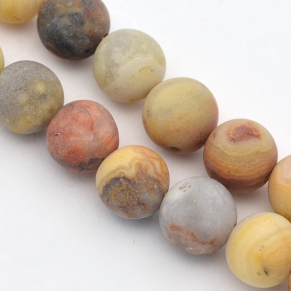 

PandaHall Frosted Natural Crazy Lace Agate Round Bead Strands, Crazy Lace Agate, 6mm, Hole: 1mm, about 63~65pcs/strand, 14.9~15.6 inch Crazy...