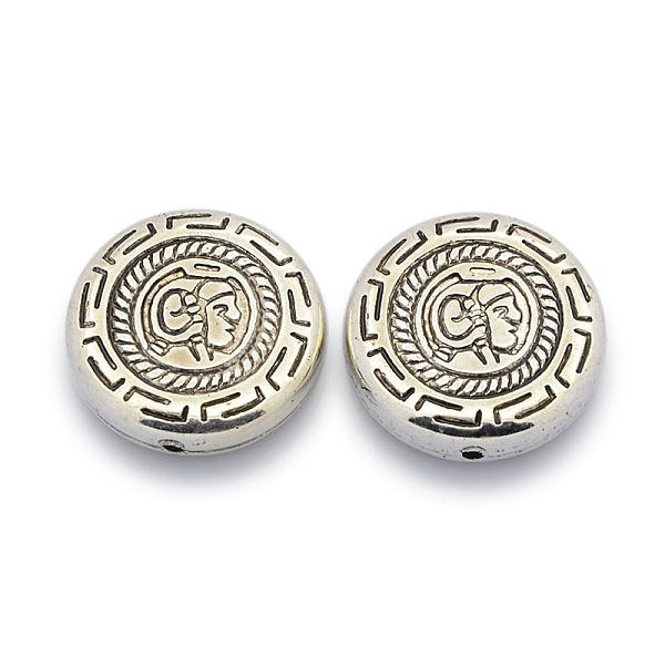 

PandaHall CCB Plastic Carved Beads, Flat Round, Antique Silver, 23x6.5mm, Hole: 1mm Plastic Flat Round