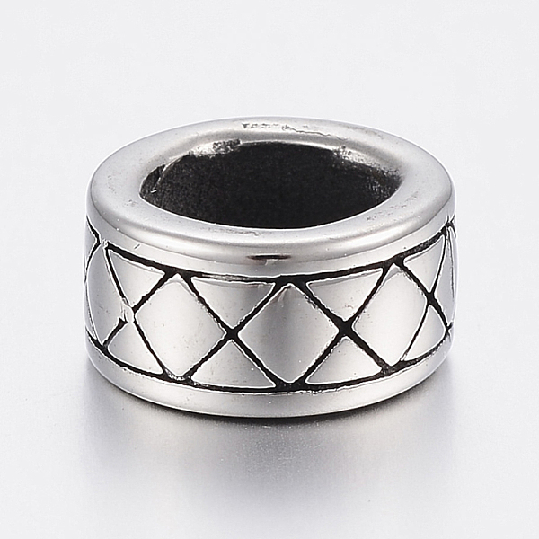 PandaHall 304 Stainless Steel Beads, Large Hole Beads, Donut, Antique Silver, 13x6.5mm, Hole: 8.5mm 304 Stainless Steel Donut