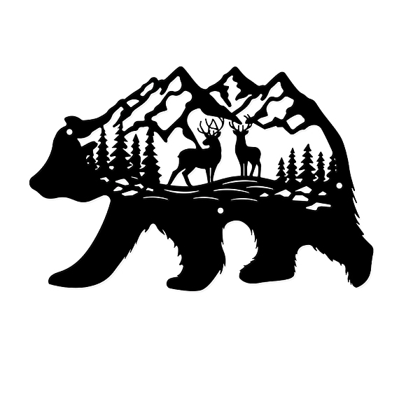 

PandaHall Iron Wall Art Decorations, for Front Porch, Living Room, Kitchen, Matte Style, Bear, 292x191x1mm Iron Bear