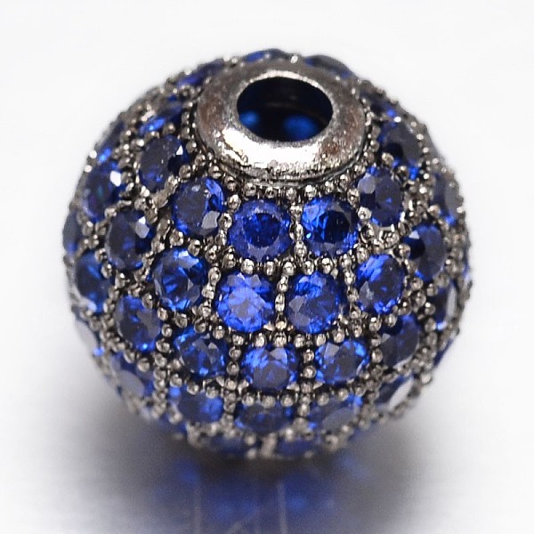 

PandaHall CZ Brass Micro Pave Cubic Zirconia Round Beads, Gunmetal, 10mm, Hole: 2mm Brass+Cubic Zirconia Round Blue