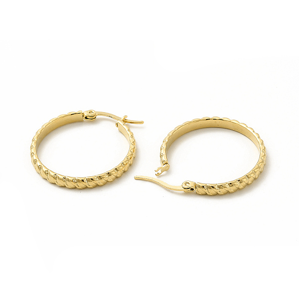 

PandaHall 201 Stainless Steel Grooved Hoop Earrings with 304 Stainless Steel Pins for Women, Golden, 28x33x3mm, Pin: 0.6x1mm 201 Stainless...