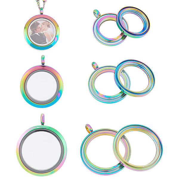 

PandaHall Unicraftale 3Pcs 3 Style 304 Stainless Steel Locket Pendants, with Glass, DIY Accessories for Jewelry Pendant Making, Flat Round...