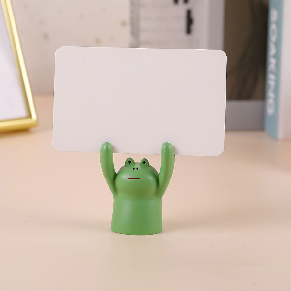 PandaHall Resin Memo Photo Stand Holder, Card Note Clips, for Office Desktop Decoration, with Paper Card, Frog, Medium Sea Green, 38x23x50mm...