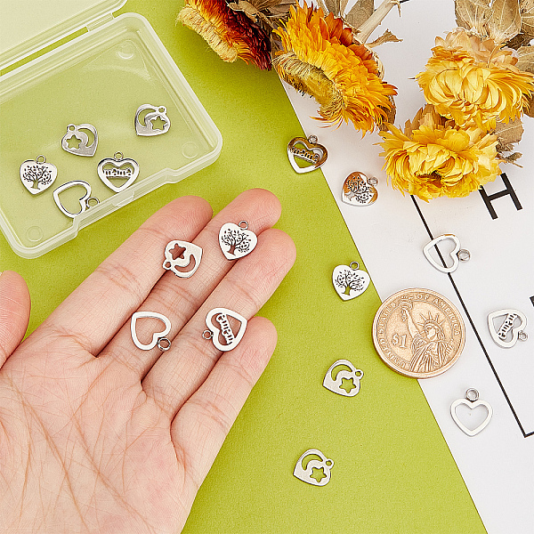 Dikosmetische 16pcs 4 Stil 304 Edelstahl Charms