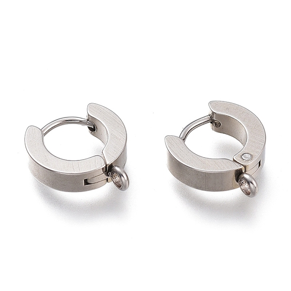 

PandaHall 304 Stainless Steel Huggie Hoop Earrings Findings, with Vertical Loop, Ring, Stainless Steel Color, 12x11x4mm, Hole: 1.8mm, Pin...