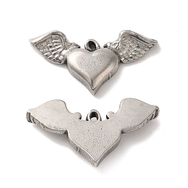 

PandaHall Valentine's Day 304 Stainless Steel Pendants, Heart with Wing Charm, Stainless Steel Color, 15x28x4mm, Hole: 1.2mm 304 Stainless...