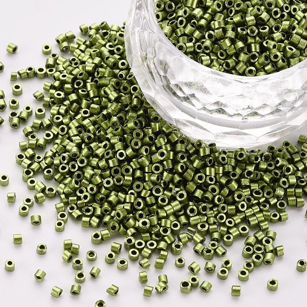 

PandaHall Glass Cylinder Beads, Seed Beads, Metallic Colours, Baking Paint, Round Hole, Olive Drab, 1.5~2x1~2mm, Hole: 0.8mm, about...