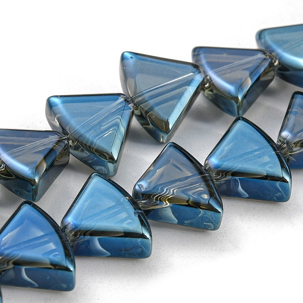 

PandaHall Full Plated Electroplate Glass Beads Strands, Fan, Steel Blue, 8x10.5x4mm, Hole: 1mm, about 80pcs/strand, 25.51 inch(64.8cm) Glass...