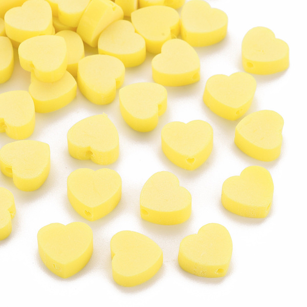 

PandaHall Handmade Polymer Clay Beads, Heart, Yellow, 8~9x9~10x3~5mm, Hole: 1.2mm Polymer Clay Heart Yellow