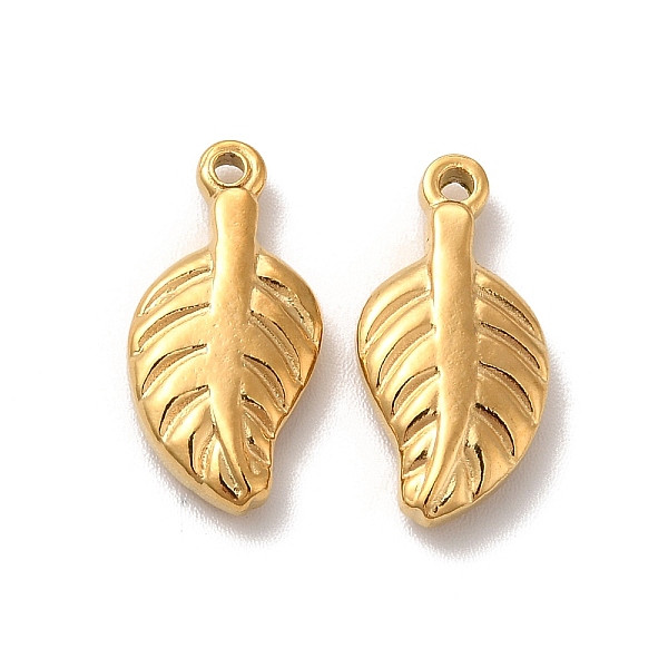 

PandaHall Vacuum Plating 201 Stainless Steel Pendants, Leaf Charm, Real 18K Gold Plated, 18x9x3mm, Hole: 1.5mm 201 Stainless Steel Leaf