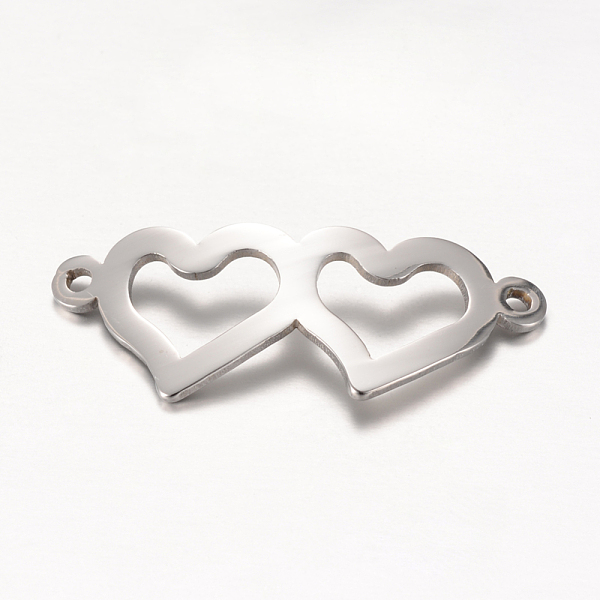 

PandaHall 201 Stainless Steel Links connectors, Heart to Heart, Stainless Steel Color, 31.5x12.5x1mm, Hole: 1.5mm 201 Stainless Steel Heart