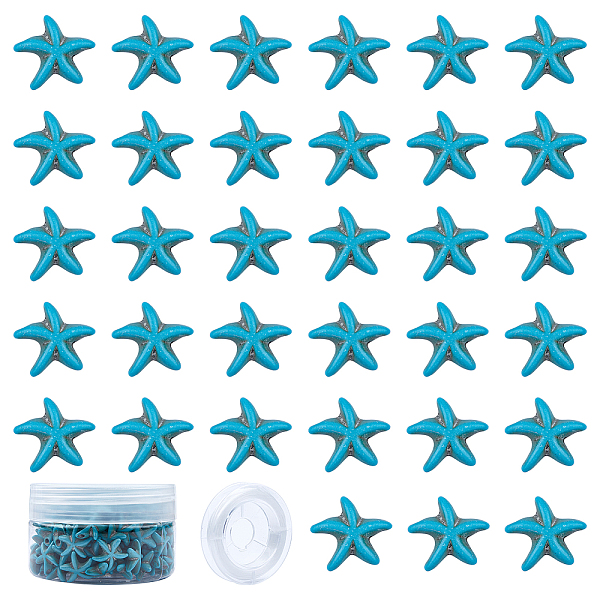 

PandaHall SUNNYCLUE Synthetical Turquoise Beads Strands, Dyed, Starfish/Sea Stars, Turquoise, 13.5~14x13.5~14x4.5~5mm, Hole: 1.2~1.5mm..., Green