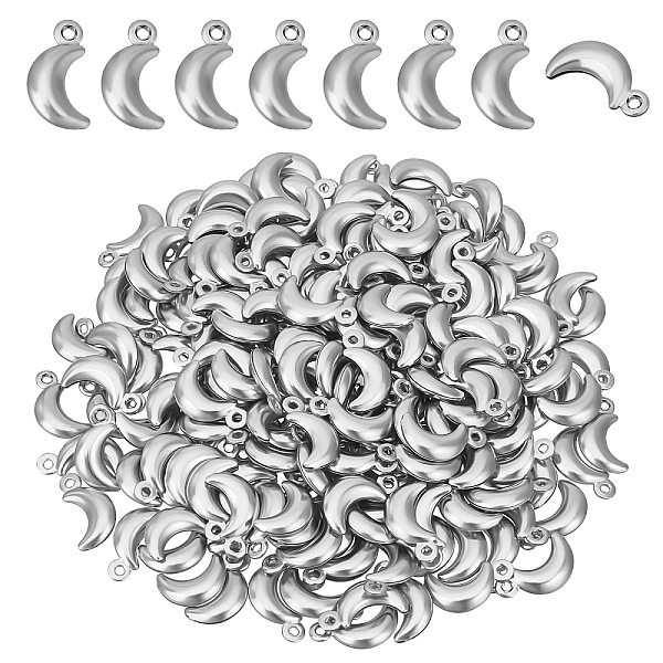 

PandaHall DICOSMETIC 200Pcs Stainless Steel charms Puffed Moon Pendants for DIY Personalized Jewelry Making Findings 316 Surgical Stainless...