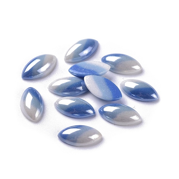 

PandaHall Opaque Glass Cabochons, Stripe Pattern, Tri-color Stripe, Horse Eye, Colorful, 12x6x3mm Glass Horse Eye