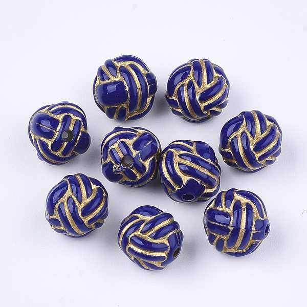 

PandaHall Plating Acrylic Beads, Metal Enlaced, Round, Dark Blue, 11x10x10mm, Hole: 1.5mm, about 770pcs/500g Acrylic Round Blue
