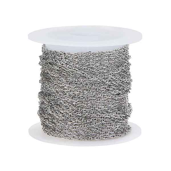 

PandaHall 304 Stainless Steel Rope Chains, with Spool, Soldered, Stainless Steel Color, 2.5x2x0.3mm, 5m/roll 304 Stainless Steel
