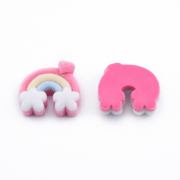 

PandaHall Opaque Resin Cabochons, Flocky Rainbow with Cloud, Colorful, 17x19x6mm Resin Rainbow