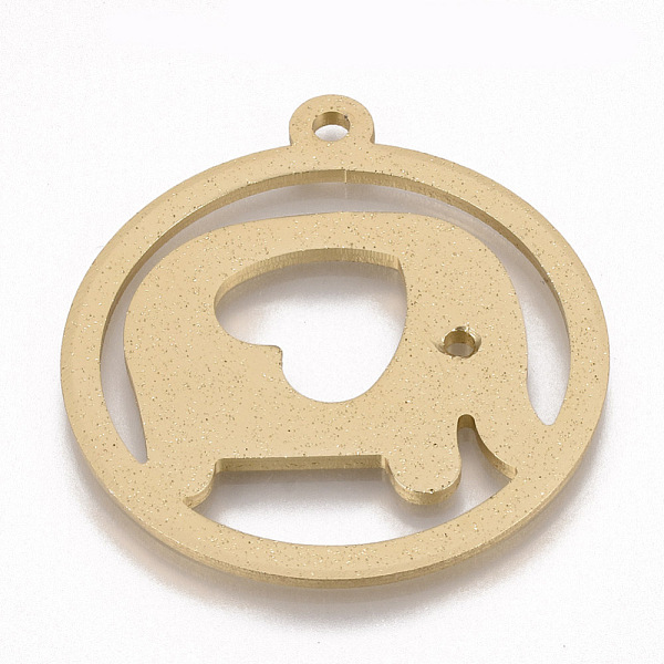 

PandaHall Eco-Friendly Aluminium Big Pendants, Laser Cut, Flat Round with Elephant, Gold, 61.5x55.5x2.5mm, Hole: 4mm Aluminum Elephant Gold