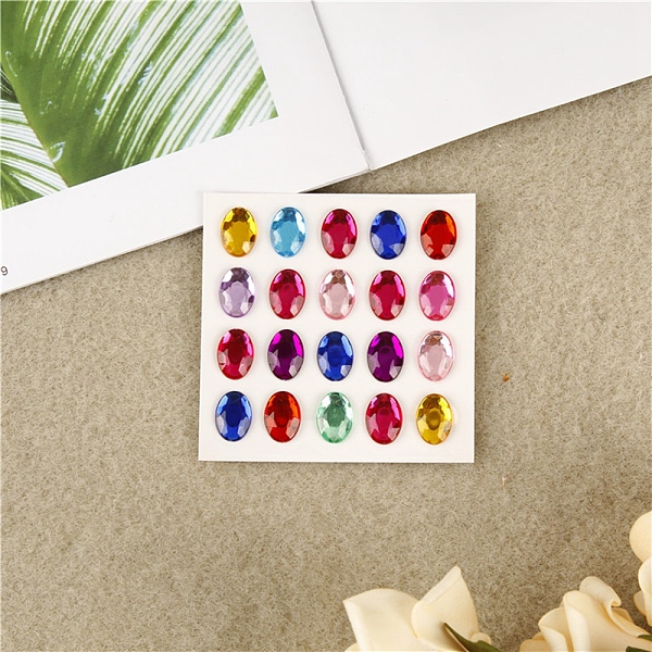 

PandaHall Self Adhesive Acrylic Rhinestone Stickers, for DIY Scrapbooking and Craft Decoration, Oval, 14x10mm Acrylic Oval