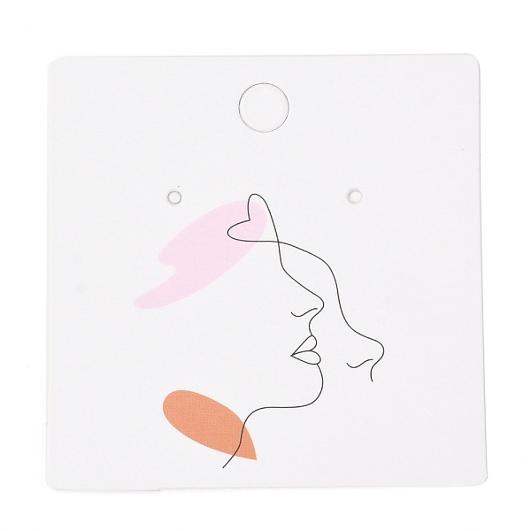 

PandaHall Square Cardboard Earring Display Cards, for Jewlery Display, Women Pattern, 6x6x0.04cm, about 100pcs/bag Paper Human