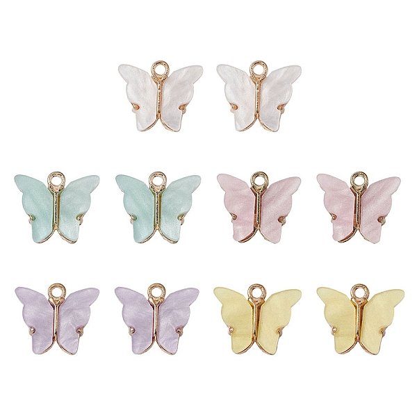 

PandaHall 10Pcs 5 Colors Alloy Acrylic Pendants, Butterfly, Light Gold, Mixed Color, 14x16.5x3mm, Hole: 1.6mm, 2pcs/color Alloy+Acrylic..., Multicolor