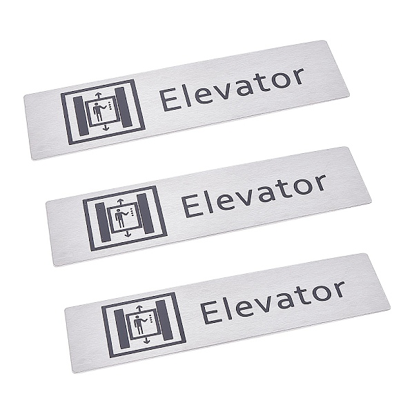 PandaHall 430 Stainless Steel Sign Stickers, with Double Sided Adhesive Tape, for Wall Door Accessories Sign, Rectangle with Elevator...