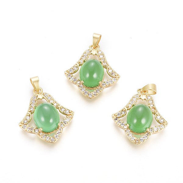

PandaHall Brass Micro Pave Cubic Zirconia Pendants, Long-Lasting Plated, with Dyed & Heated Agate, Flower, Matte Gold Color, 23.3x20.8x8.3mm..., Clear