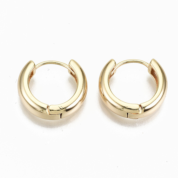 

PandaHall Brass Huggie Hoop Earrings, Nickel Free, Ring, Real 18K Gold Plated, 18x5mm, Pin: 0.9mm Brass Ring