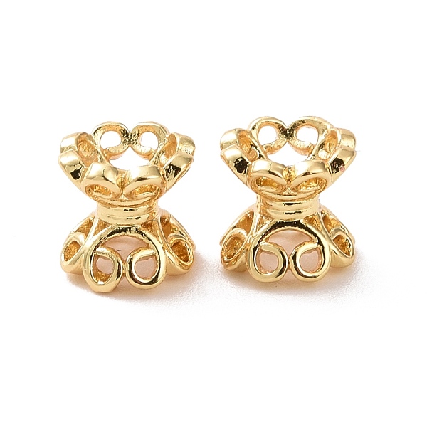 

PandaHall Eco-friendly Brass Double Bead Caps, Cadmium Free & Lead Free, Long-Lasting Plated, 4-Petal, Flower, Golden, 6x6~6.5mm, Hole...