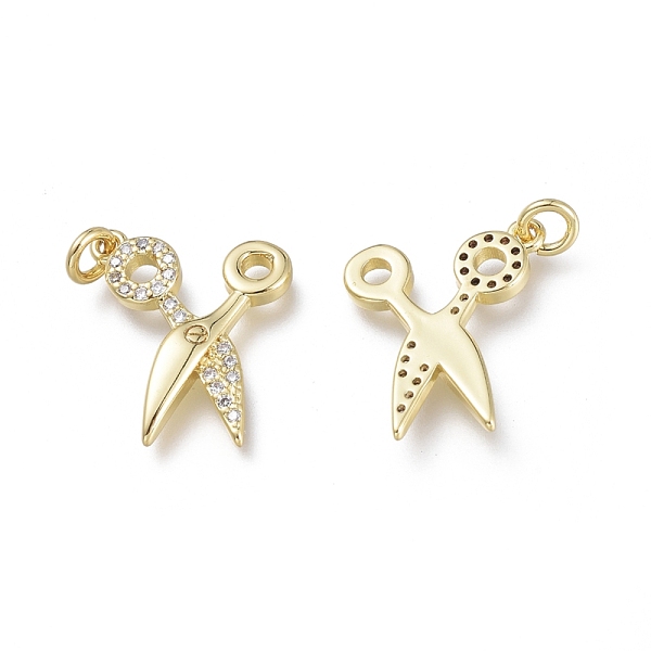 

PandaHall Brass Micro Pave Clear Cubic Zirconia Pendants, with Jump Rings, Long-Lasting Plated, Scissors, Real 18K Gold Plated, 12x15.5x2mm...