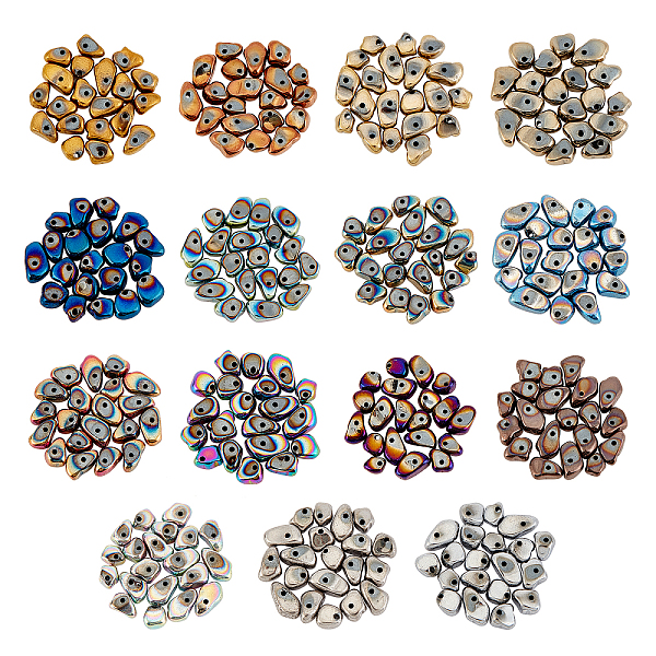 PandaHall ARRICRAFT 300Pcs 15 Colors Electroplate Non-magnetic Synthetic Hematite Beads, Chips, Mixed Color, 5~10x4.5~5.5x4mm, Hole: 1mm...