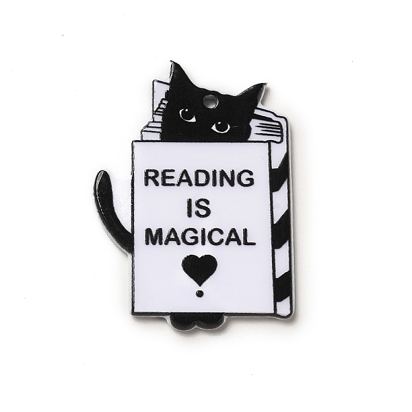

PandaHall Halloween Printed Acrylic Pendants, Cat Pattern, 40x29x2.5mm, Hole: 1.8mm Acrylic Cat Shape Black