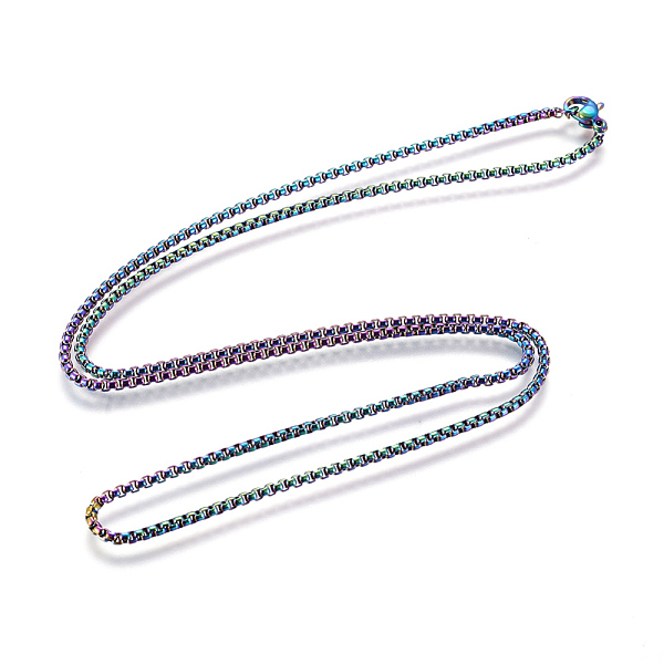 

PandaHall Ion Plating(IP) 304 Stainless Steel Box Chain Necklaces, with Lobster Claw Clasps, Rainbow Color, 19.68 inch(50cm) 304 Stainless...