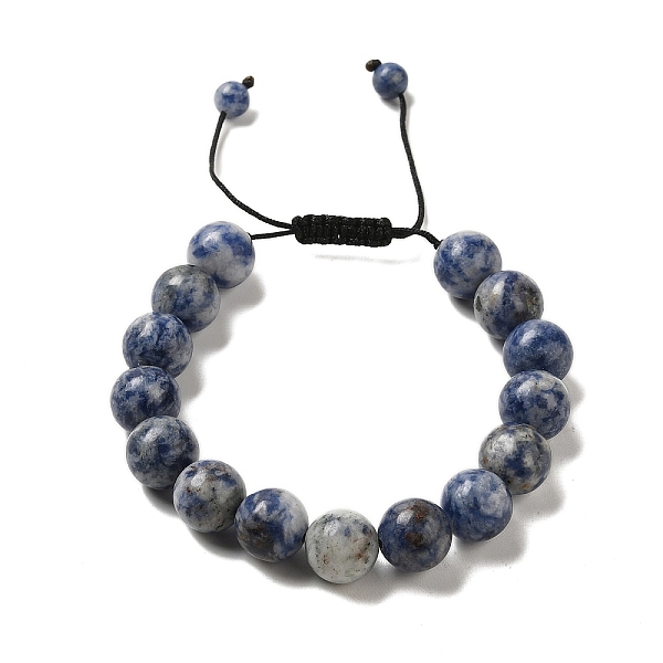 

PandaHall 12.5mm Round Natural Blue Spot Jasper Braided Bead Bracelets for Women Men, Inner Diameter: 2~3-1/8 inch(4.95~8.05cm) Blue Spot...
