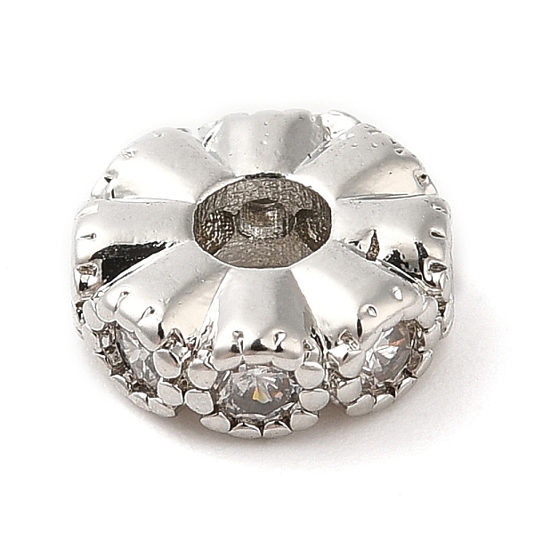 

PandaHall Rack Plating Brass Micro Pave Cubic Zirconia Beads, Cadmium Free & Lead Free, Flat Round, Platinum, 8x3mm, Hole: 3mm Brass+Cubic..., Clear