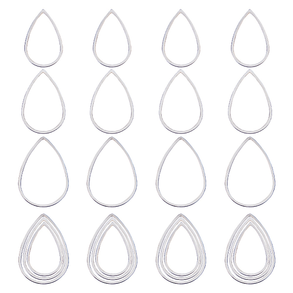 

PandaHall SUNNYCLUE 60Pcs 3 Sizes 304 Stainless Steel Linking Ring, Teardrop, Stainless Steel Color, 25.5~32x17~22x1mm, Inner Diameter...