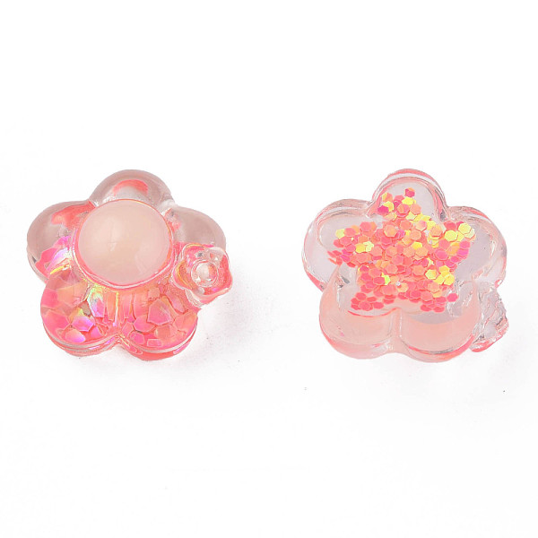 

PandaHall Transparent Epoxy Resin Cabochons, with Paillettes, Flower, Salmon, 20x19x11mm Epoxy Resin Flower Red